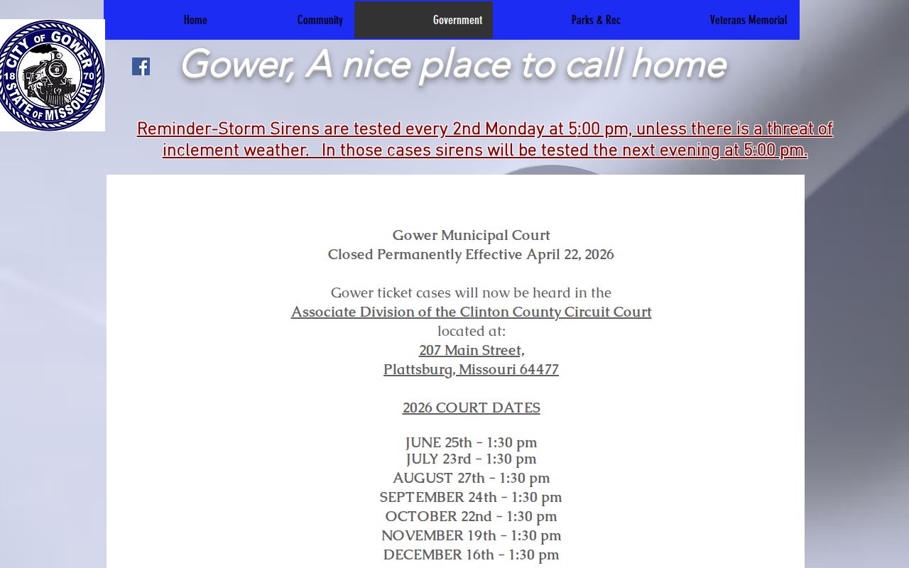 Gower municipal court closure notice